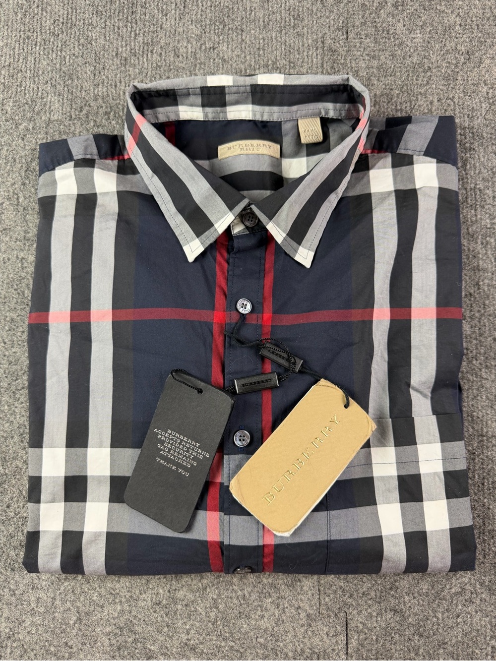 Burberry Brit Mens Cotton Blend Nova Check Shirt Size XXXL Navy NWT $ 640